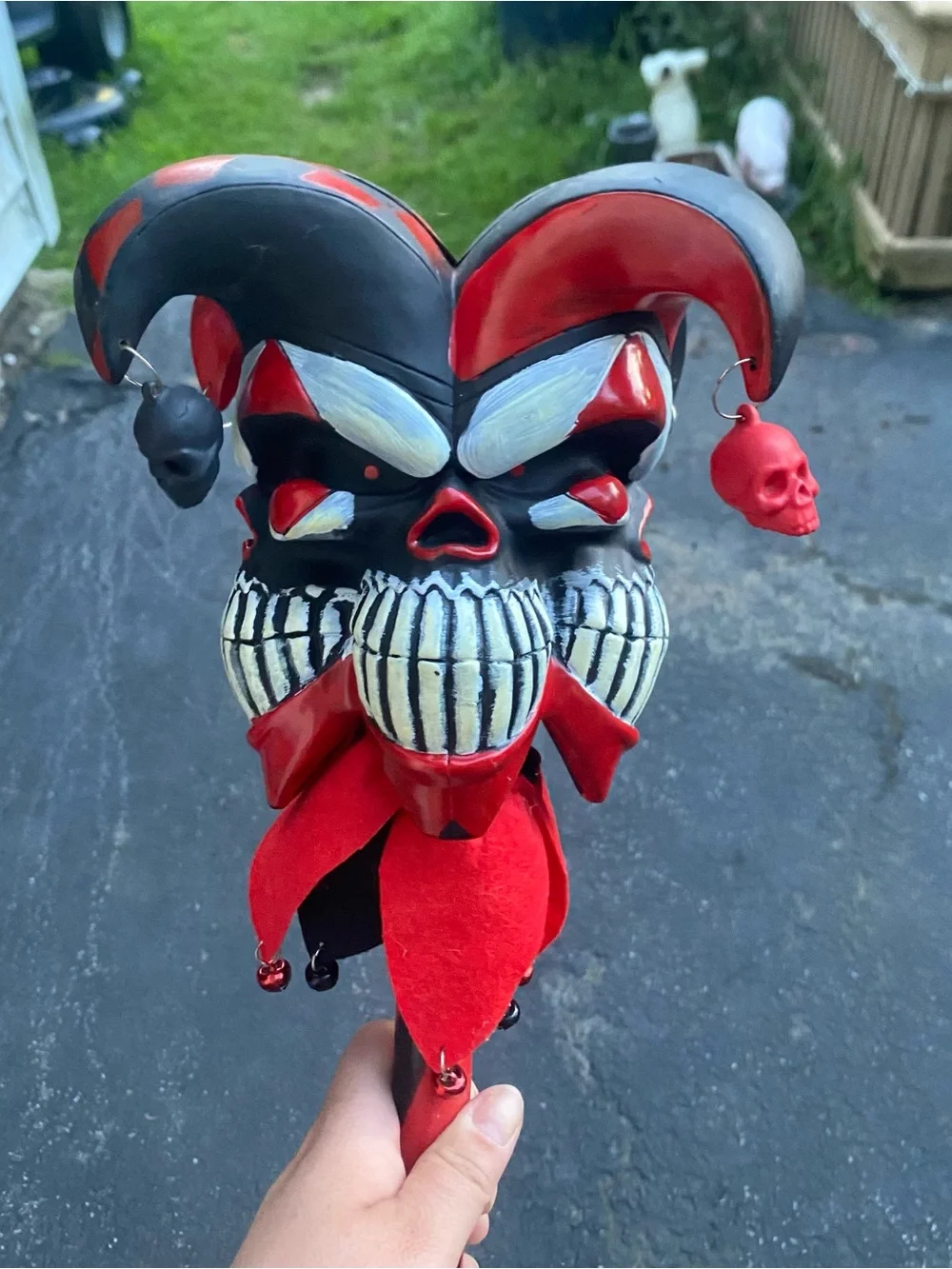 Creepy Jester Skull Halloween Prop Decor